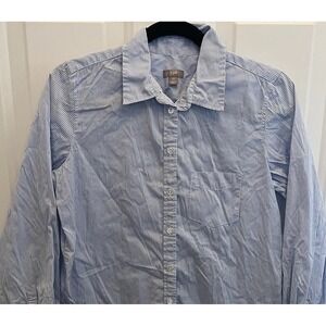 J.Jill Button Down Blue White Striped Top Fitted Stretch Womens XS Preppy Casual